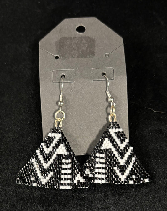 Black and White Triangles - Earrings