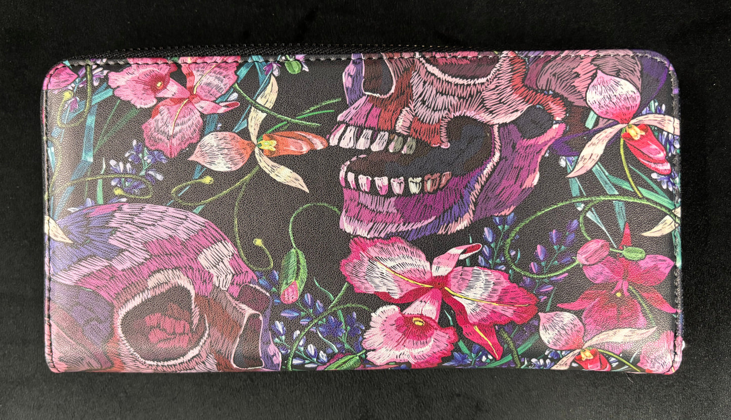 Skulls and Flowers - Wallet/ Clutch