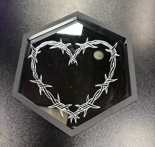 Heart Barbed Wire - Etched Mirror