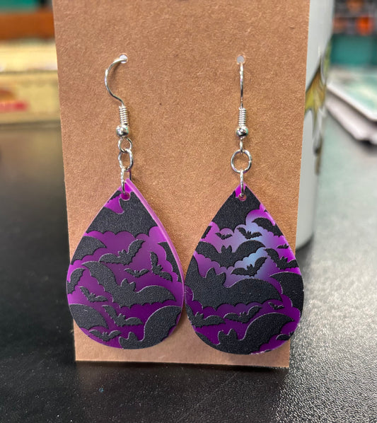 Purple Bat Drop - Earrings