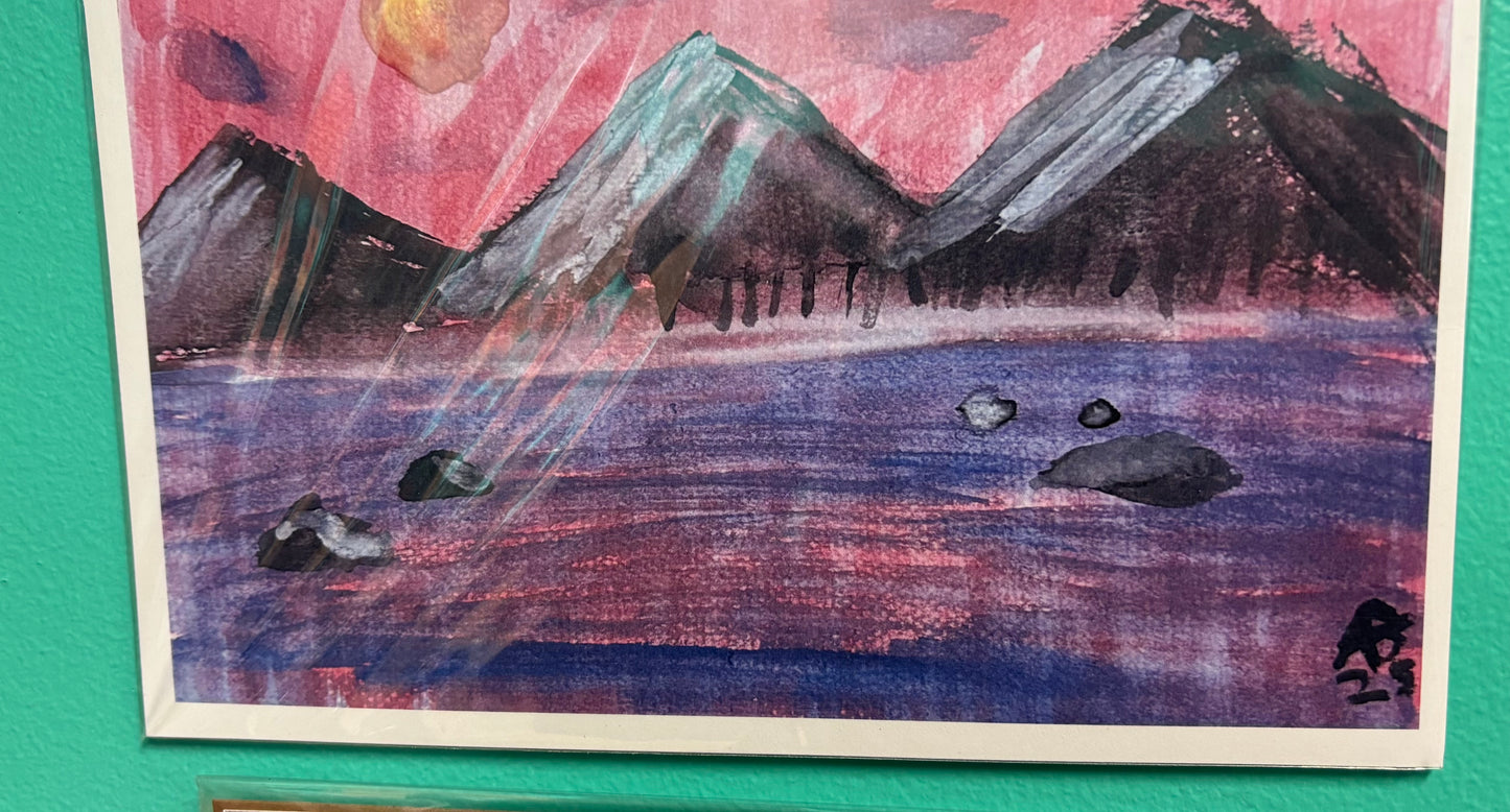 Red Blue Mountain - Art Print