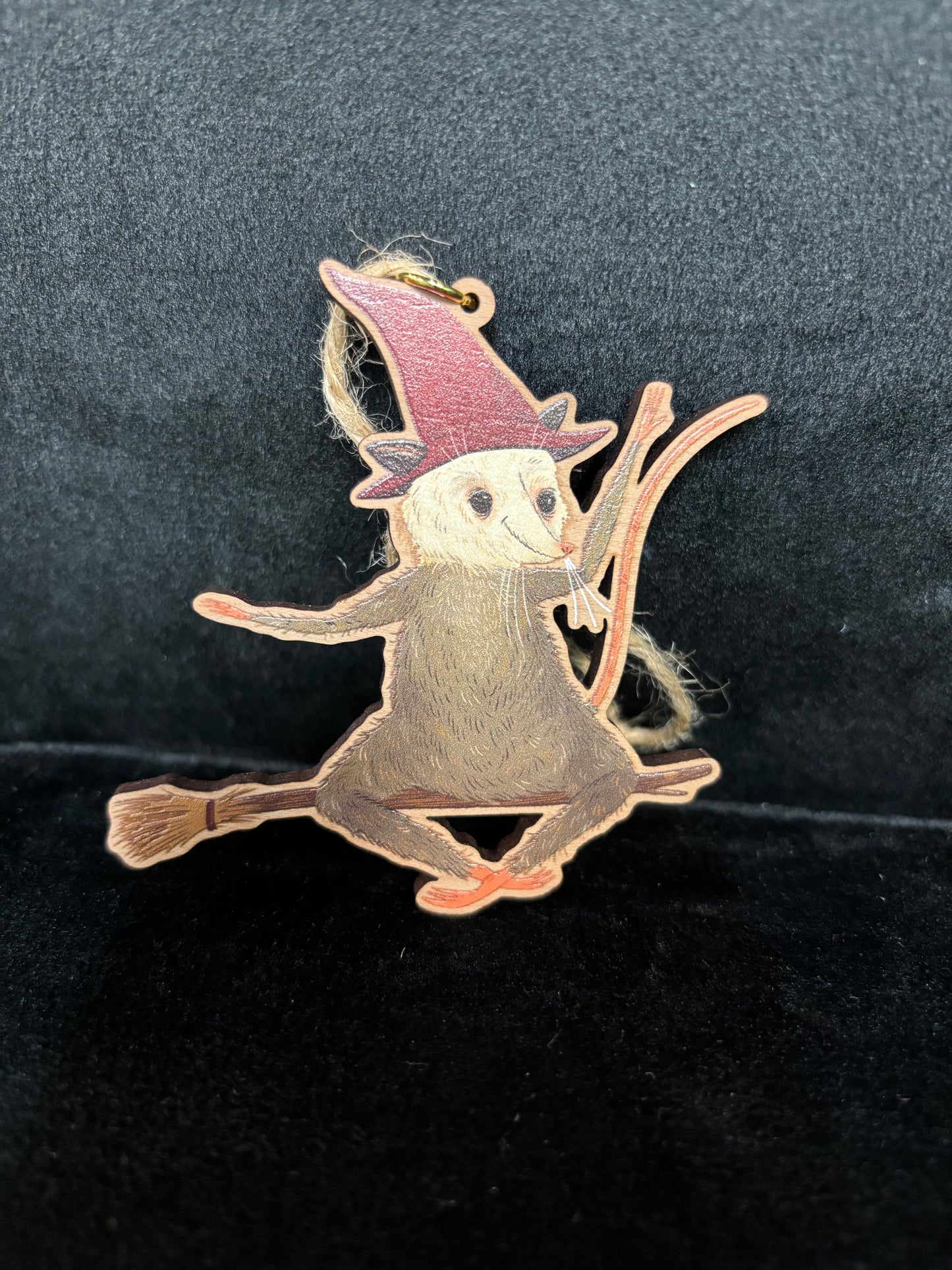 Wooden Witch Possum - Ornament
