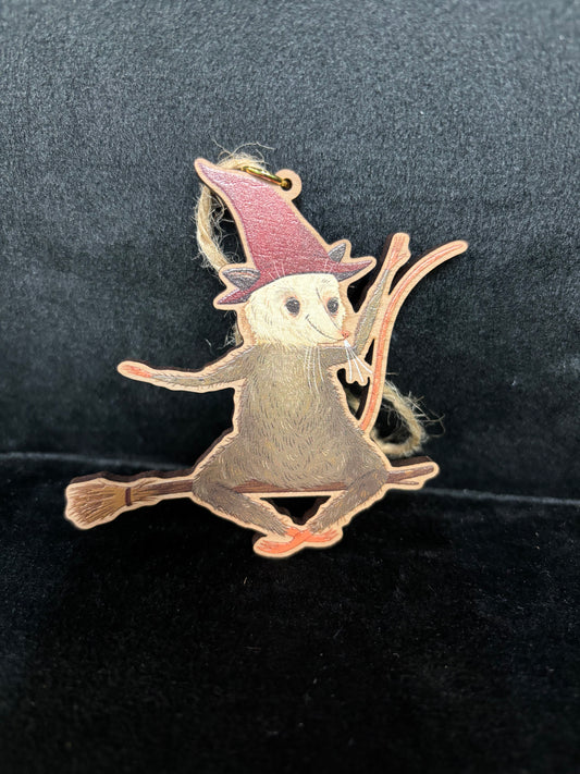 Wooden Witch Possum - Ornament