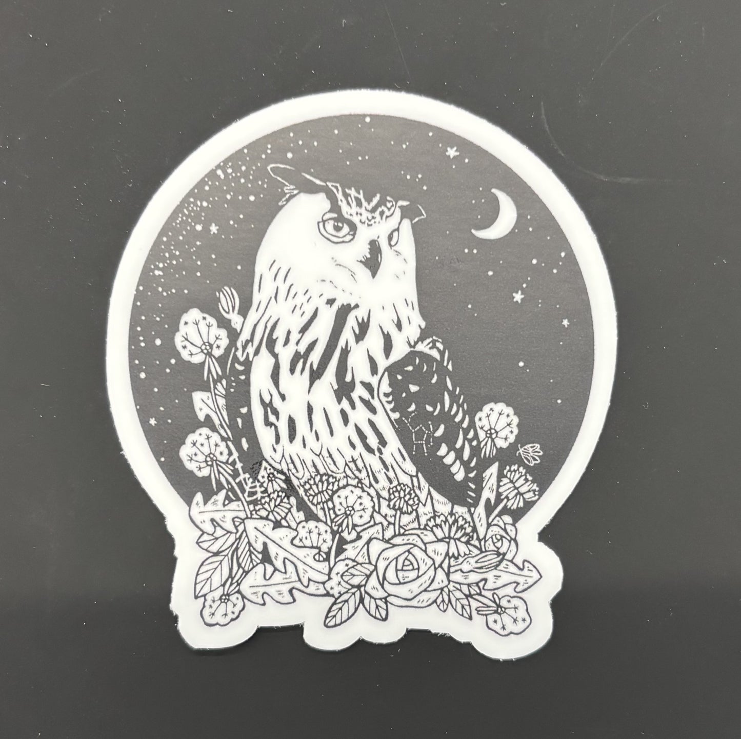Owl with Night Sky - sticker