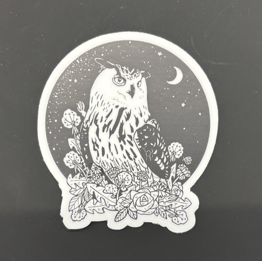 Owl with Night Sky - sticker