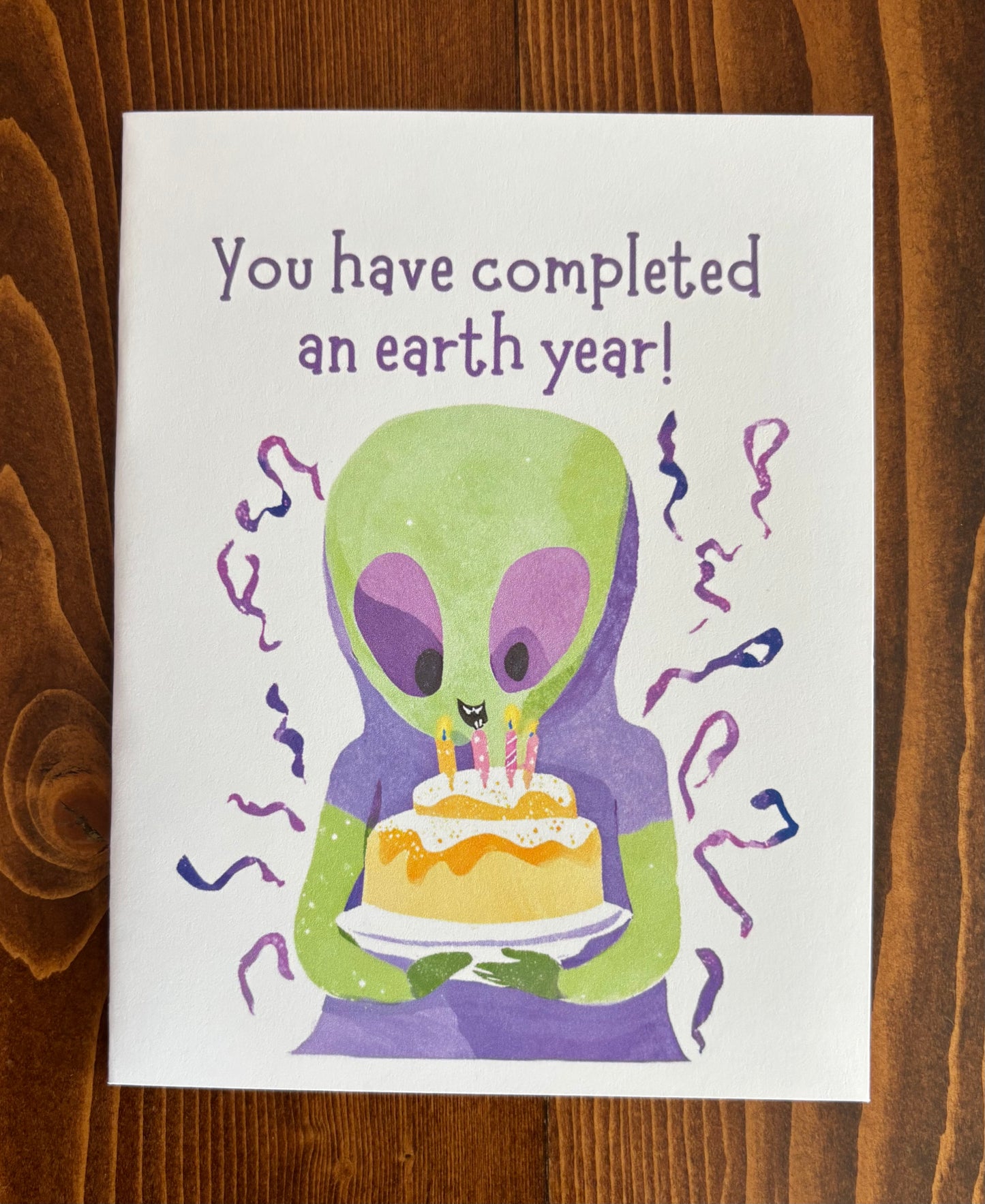 Earth Year Alien Birthday - Greeting Card