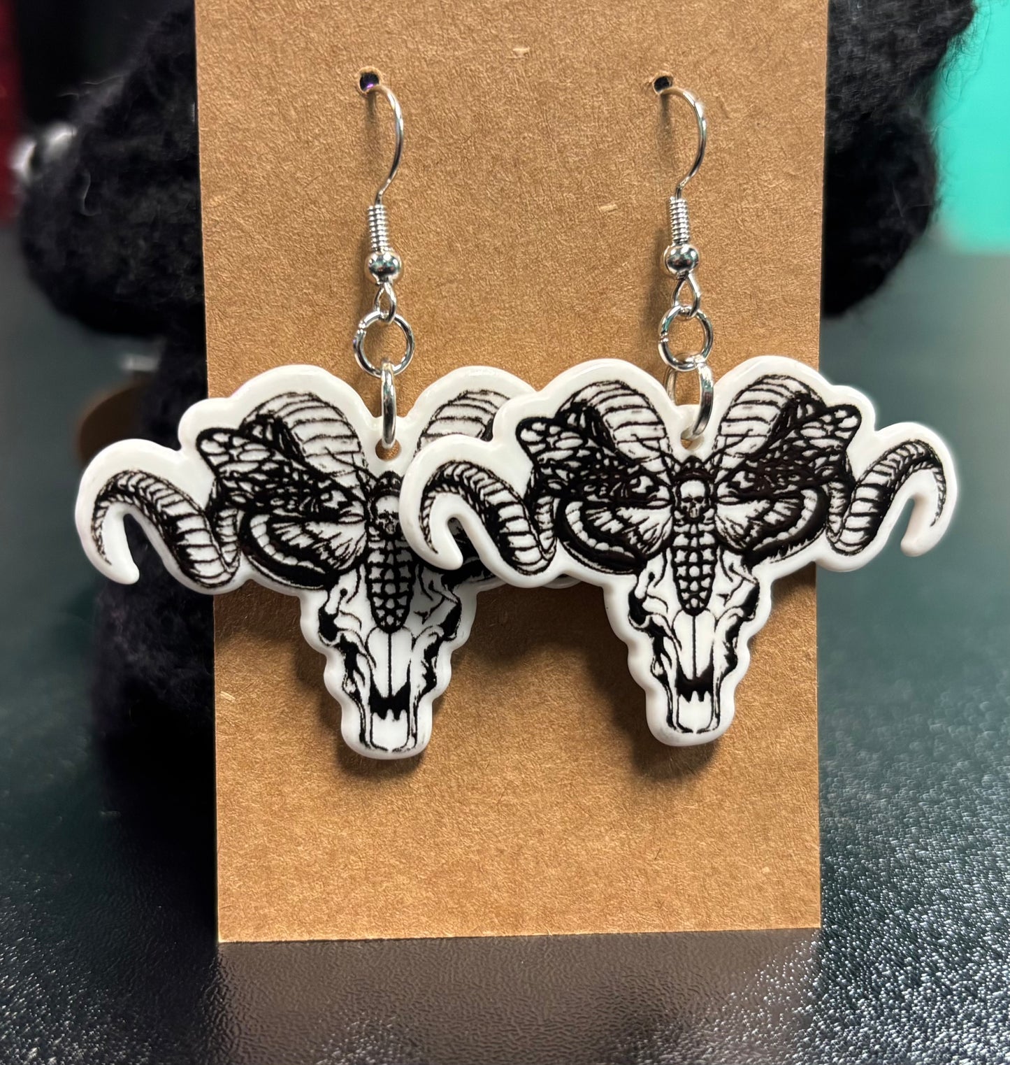 Black and White Longhorn Moth - Earrings