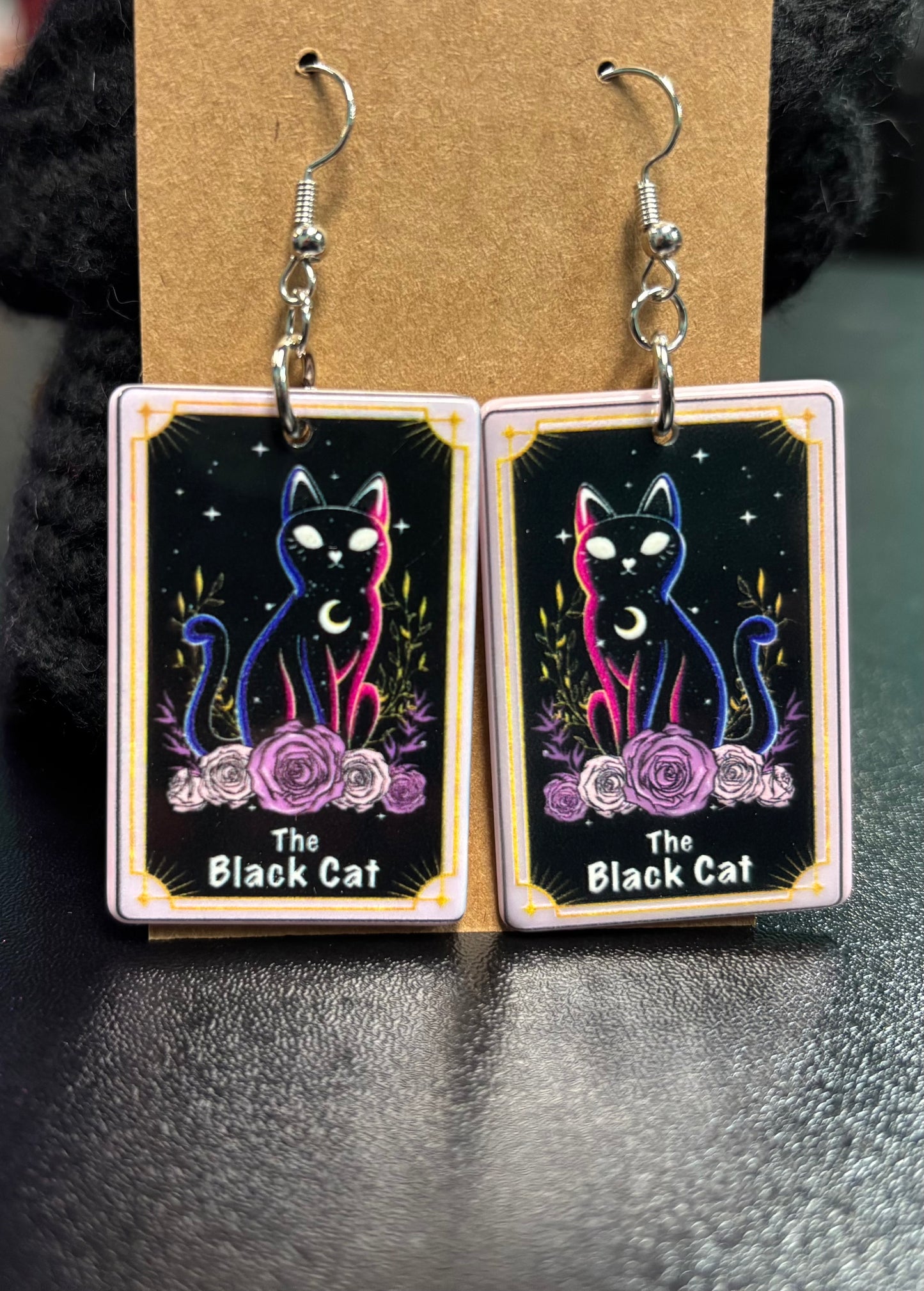 The Black Cat Tarot Card - Earrings