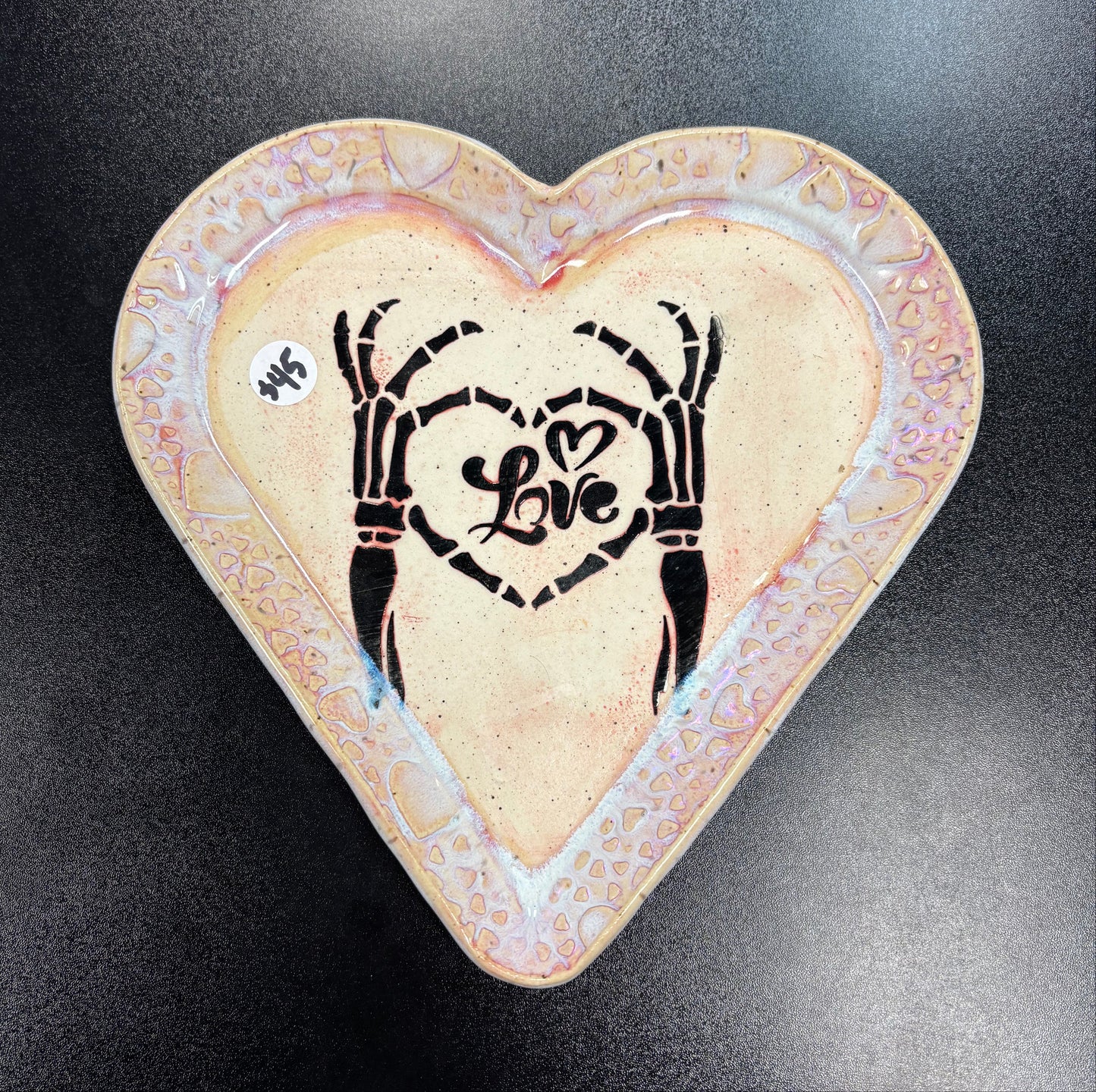 Heart with Skeleton Hands - Ceramic Plate