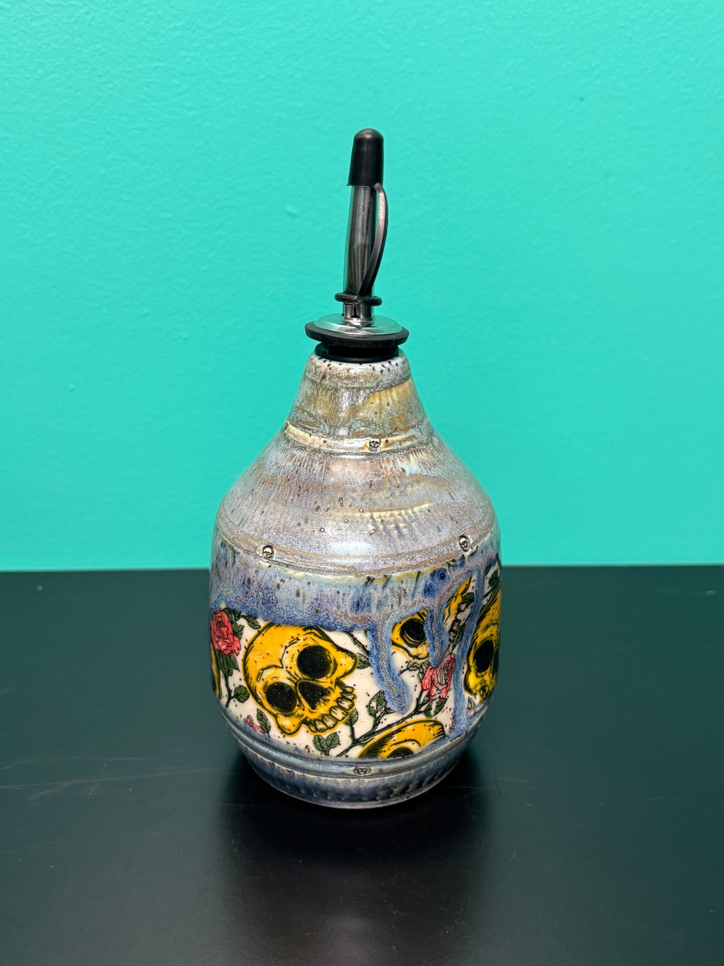 Yellow Skull - Ceramic Oil/ Vinegar Cruet