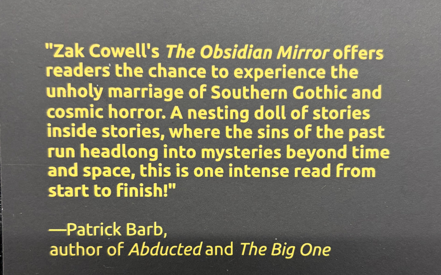 The Obsidian Mirror by Zak Cowell