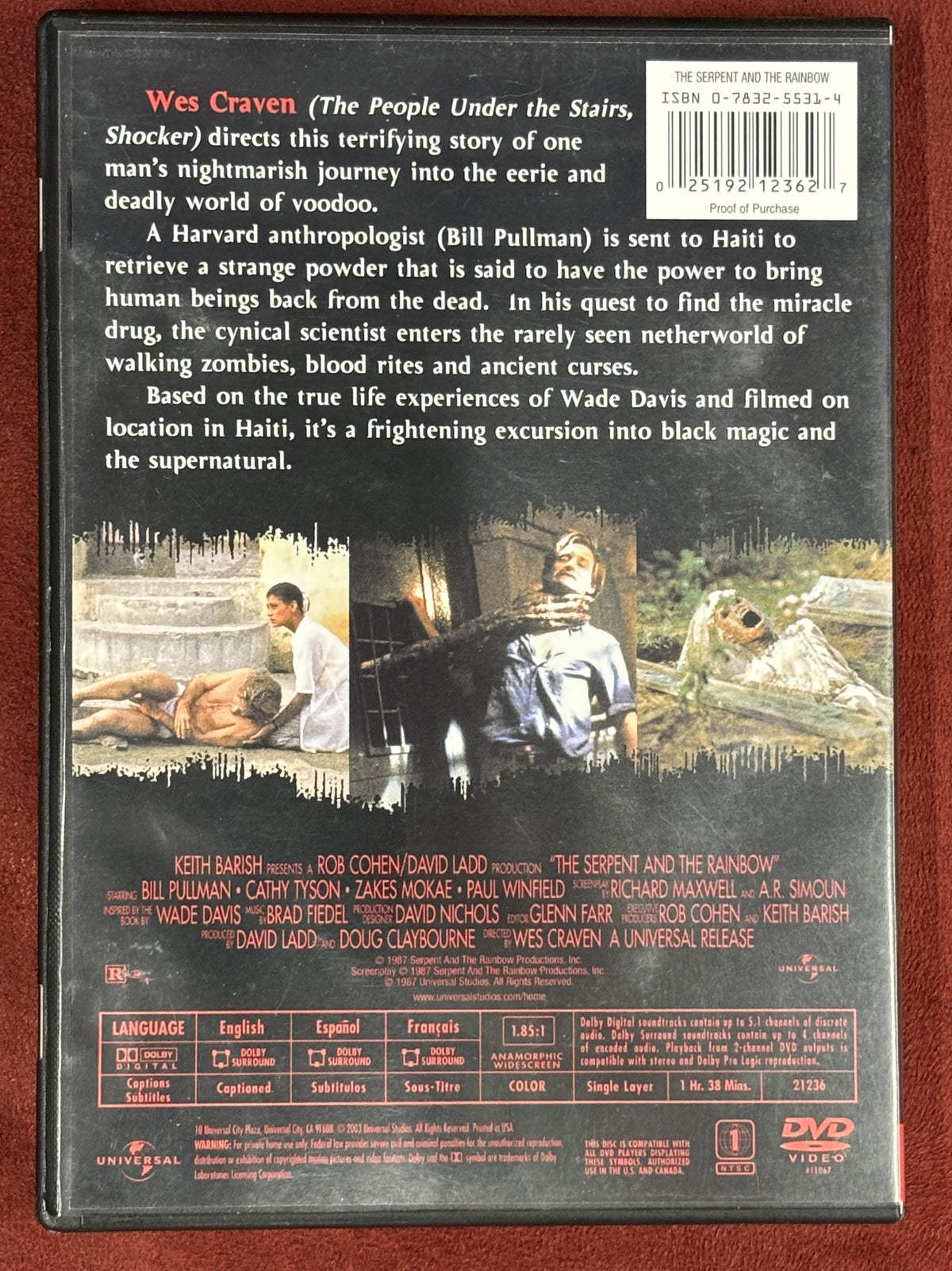 The Serpent and the Rainbow (1988) - DVD - used