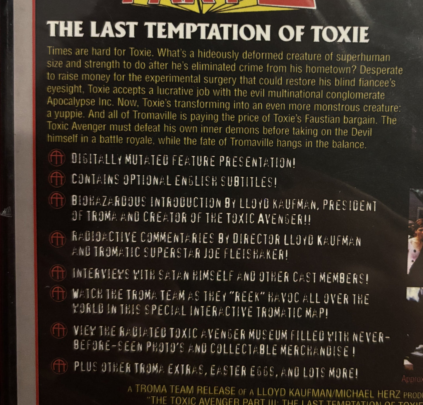 The Toxic Avenger Part 3: The Last Temptation of Toxie (1989) - DVD - new