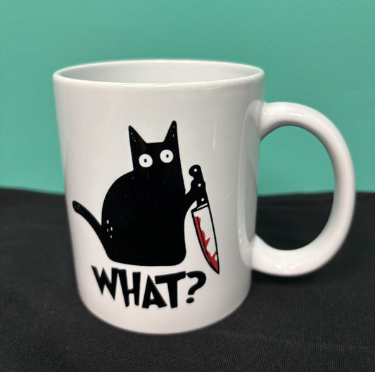 What? Cat with a knife - mug