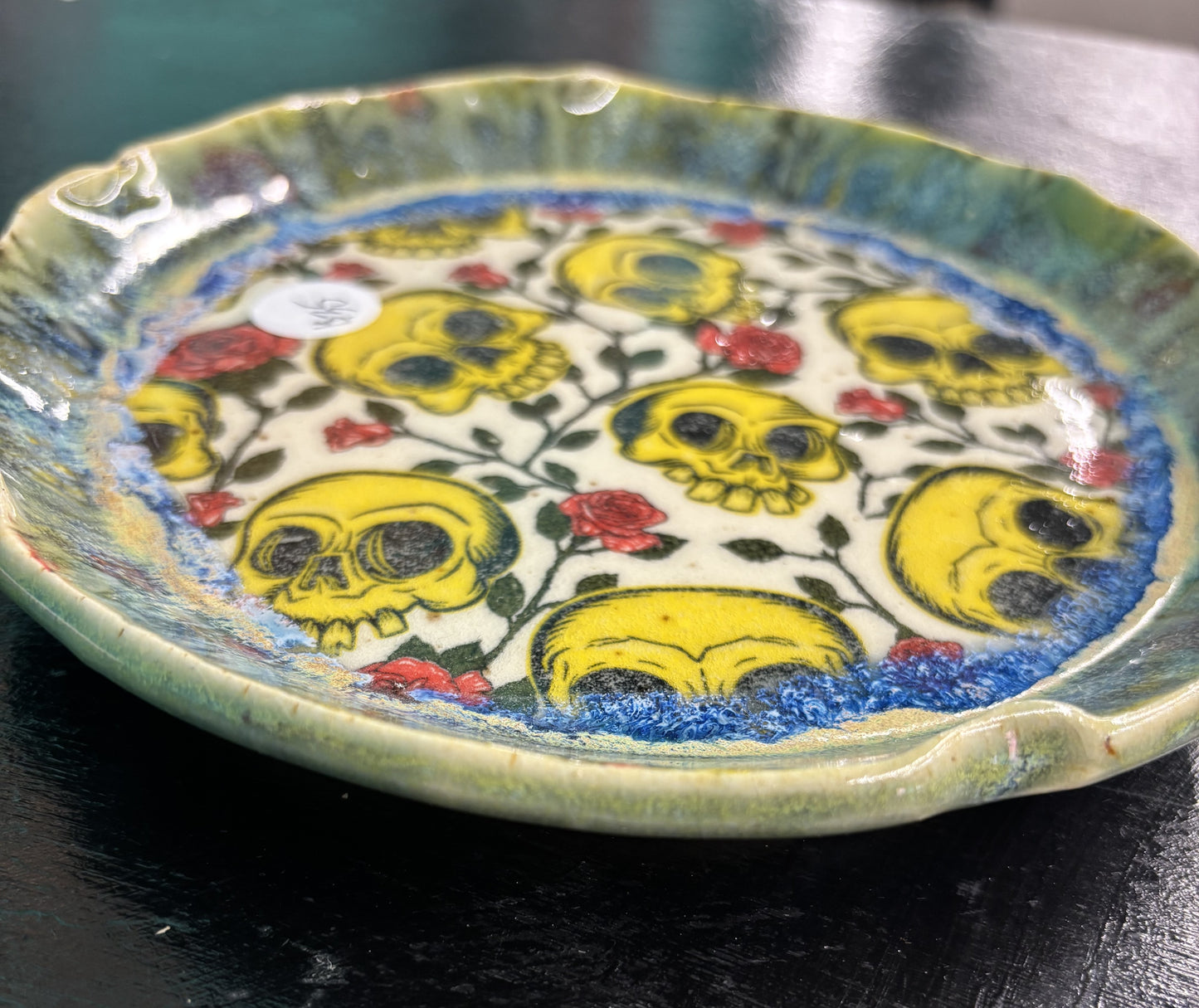 Yellow Skull - Ceramic Round Plate