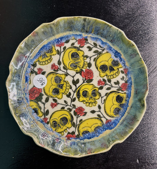 Yellow Skull - Ceramic Round Plate