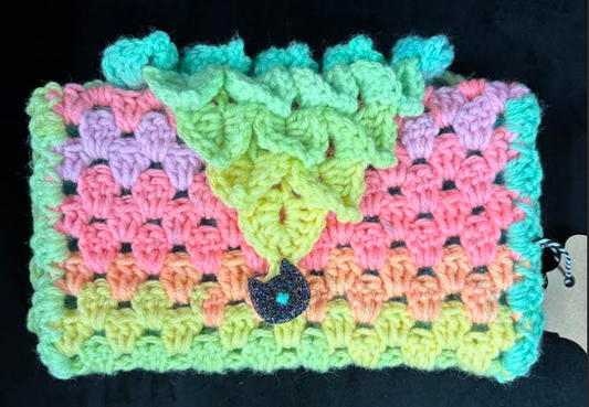 Tarot Card Pouch, Rainbow - crocheted