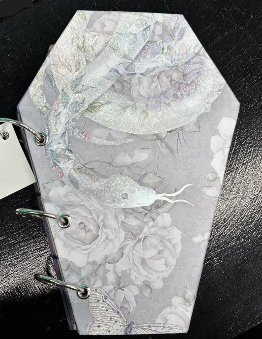 White Snake and Flowers - large coffin travel journal