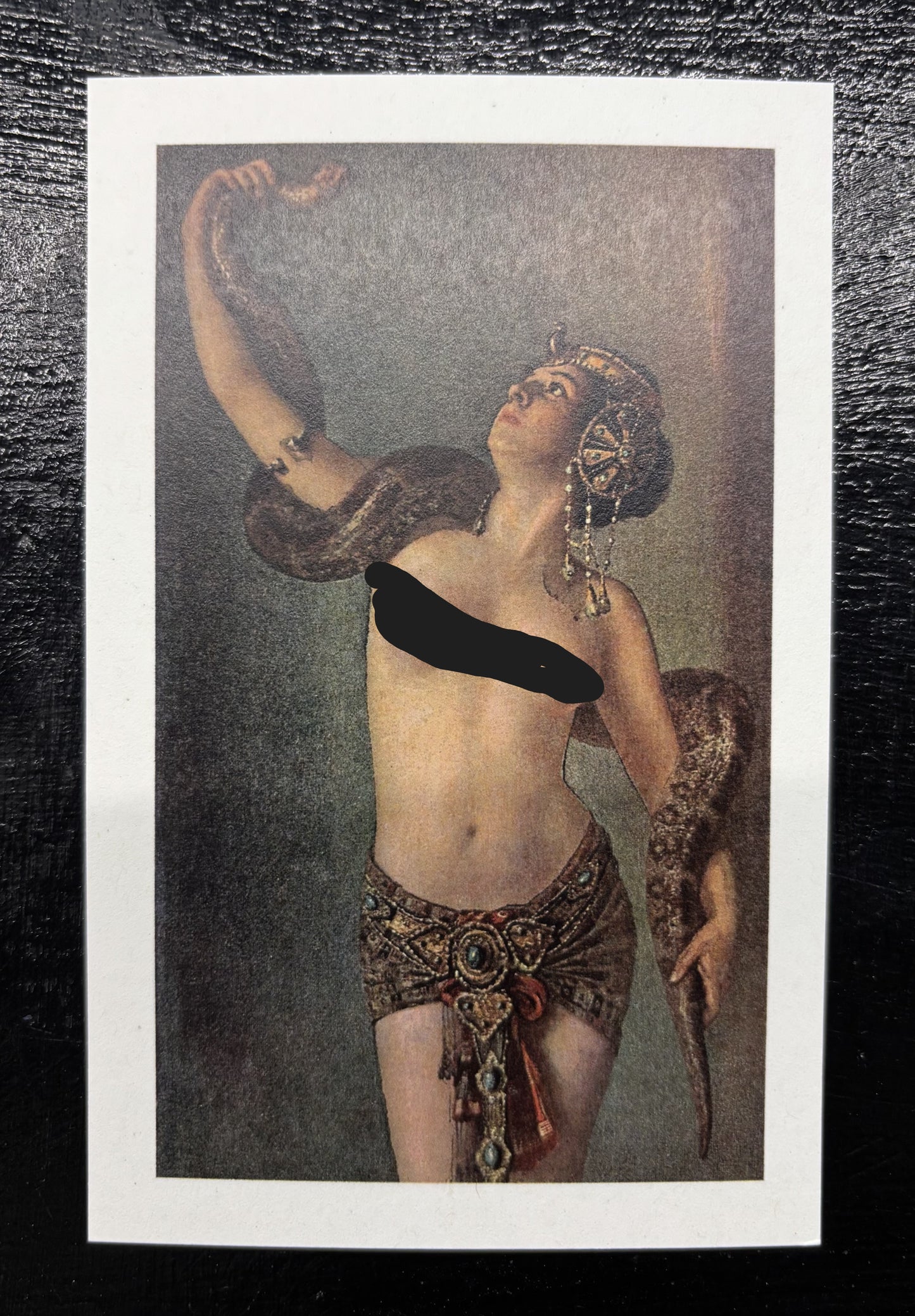 Woman with Python - postcard