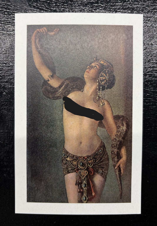 Woman with Python - postcard